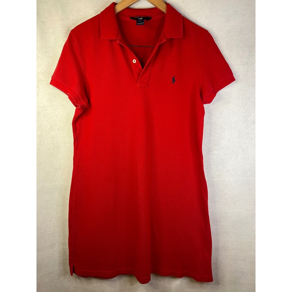 Polo Sport Ralph Lauren Red‎ Cotton Mesh Polo Dress Sz L